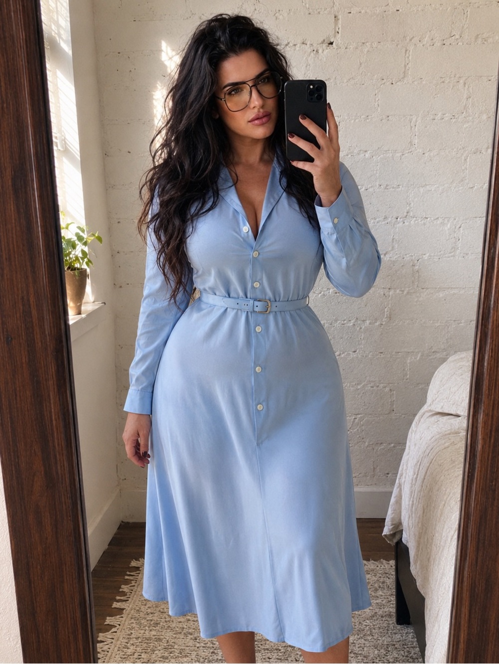 Vintage JCPenney Fashions Blue 2-Piece Dress Set | Midi Dress & Pleated Vest
